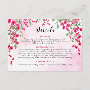 Pink Bougainvillea Tropical Forest Wedding Shower Enclosure Card