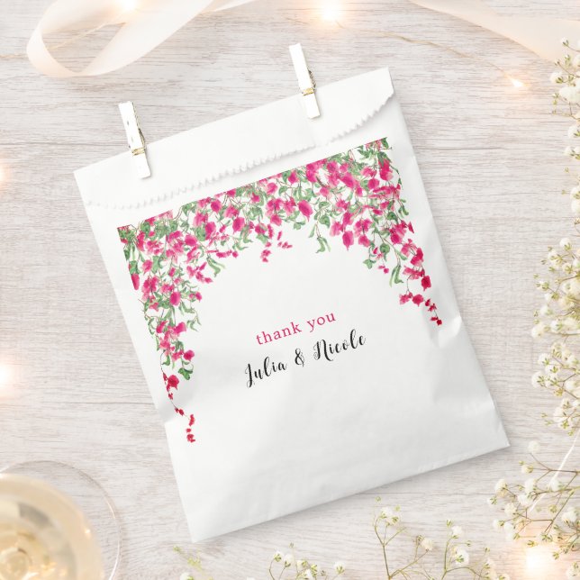 Pink Bougainvillea Tropical Forest Wedding Shower Favour Bag (Clipped)