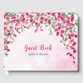 Pink Bougainvillea Tropical Forest Wedding Shower Guest Book