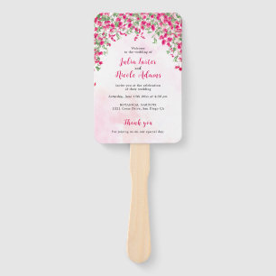 Pink Bougainvillea Tropical Forest Wedding Shower Hand Fan