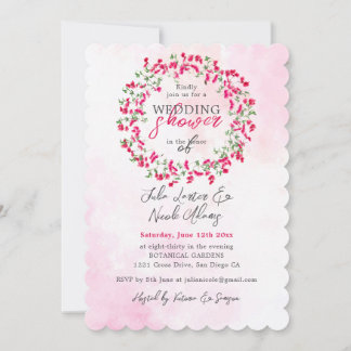 Pink Bougainvillea Tropical Forest Wedding Shower Invitation