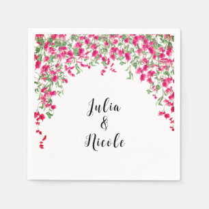 Pink Bougainvillea Tropical Forest Wedding Shower Napkin