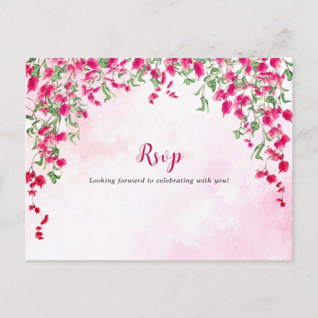 Pink Bougainvillea Tropical Forest Wedding Shower Postcard (Front)