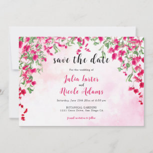 Pink Bougainvillea Tropical Forest Wedding Shower Save The Date