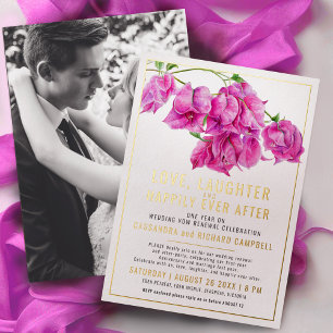 Pink bougainvillea wedding vow renewal gold pink