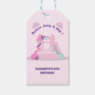 Pink Bounce House Castle Birthday Photo Gift Tags