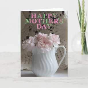 Pink Bouquet and Lace Mothers Day Card