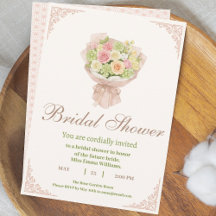 Pink bouquet Bridal Shower Invite – Japanese