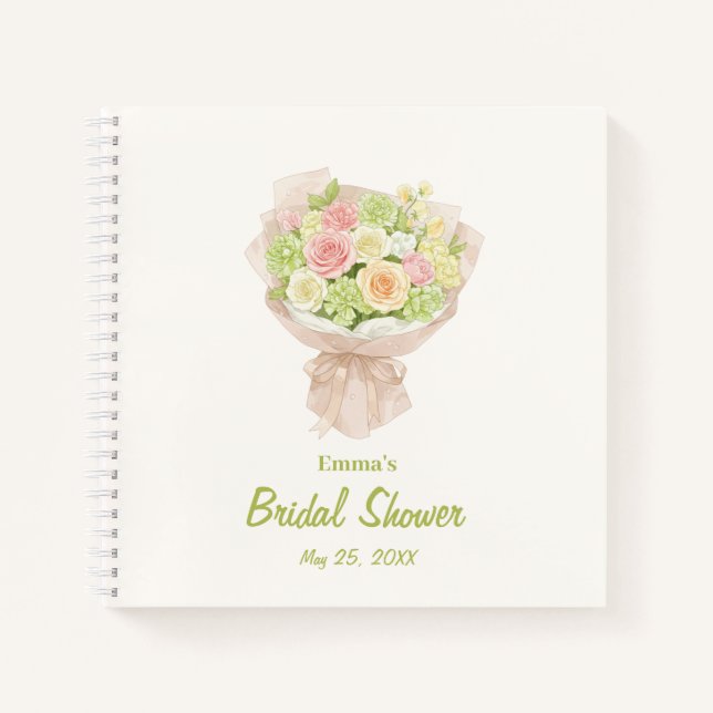 pink bouquet Bridal Shower Notebook (Front)