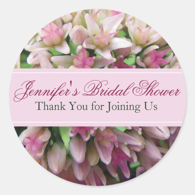 Pink Bouquet Bridal Shower Thank You Sticker (Front)