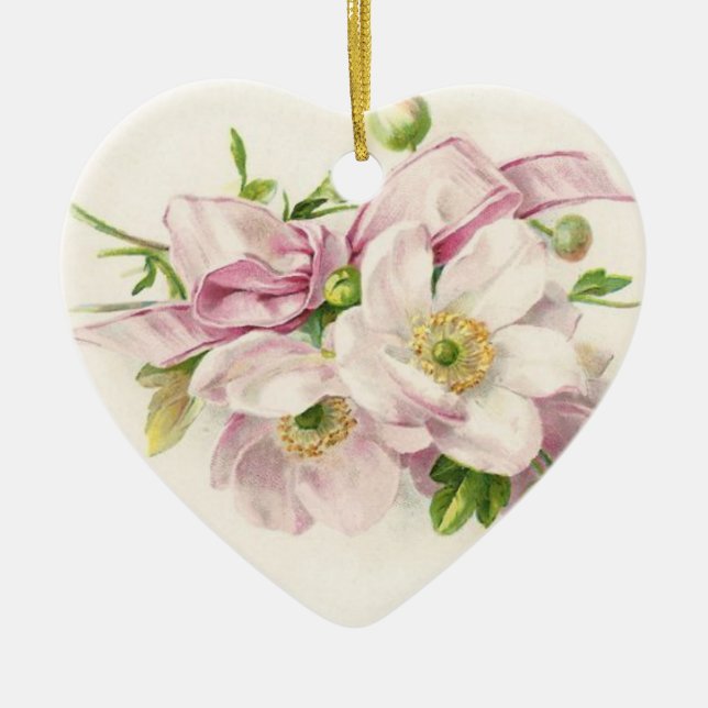Pink Bouquet Ceramic Ornament (Front)