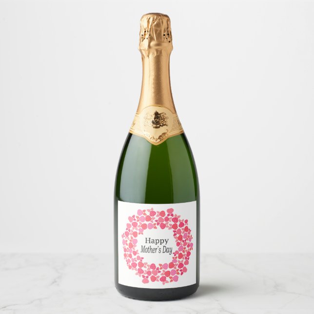 Pink Bouquet mother's day Sparkling Wine Label (Front)