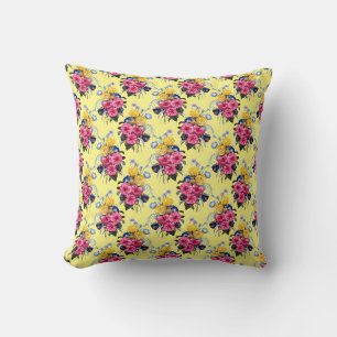 Pink Bouquet Pattern Reversible Country Cushion