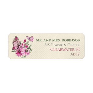 Pink Bouquet Return Address Label