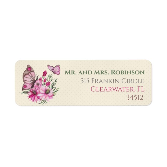 Pink Bouquet Return Address Label (Front)