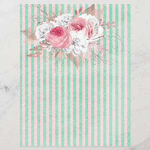 Pink Bouquet Stripes Scrapbook Paper