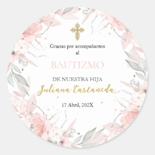 Pink bouquet thank you sticker