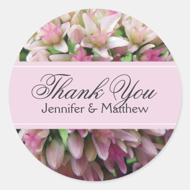 Pink Bouquet Thank You Sticker in Charcoal (Front)