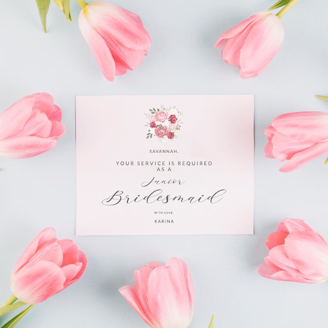 Pink Bouquet Will You Be My Junior Bridesmaid Postcard (Creator Uploaded)