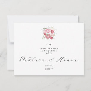 Pink Bouquet Will You Be My Matron Honor Proposal Postcard