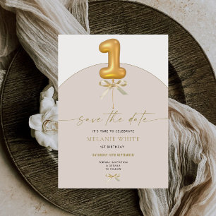 Pink Bow 1st Birthday First Birthday Coquette Bow Save The Date