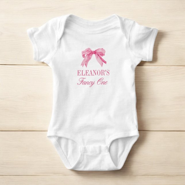 Pink Bow 1st Girl Birthday Party  Baby Bodysuit (Creator Uploaded)