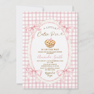 Pink Bow A Little Cutie Pie Baby Shower Invitation