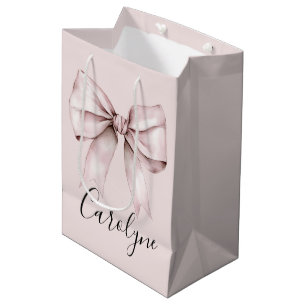 Pink bow aesthetic coquette Personalised Name Medium Gift Bag