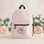Pink bow aesthetic coquette Personalised Name Printed Backpack<br><div class="desc">Pink bow aesthetic coquette Personalised Name Printed Backpack</div>