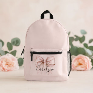 Pink bow aesthetic coquette Personalised Name Printed Backpack