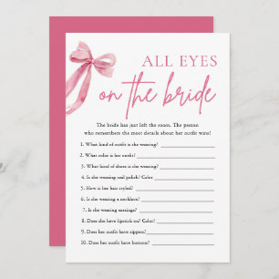 Pink Bow All Eyes On The Bride Bridal Shower Game Invitation