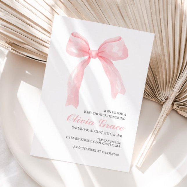 Pink bow and gingham preppy baby shower invitation (Creator Uploaded)