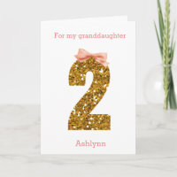 Pink Bow and Gold Glitter 2nd Birthday