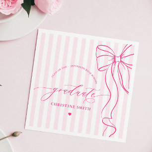 Pink Bow and Stripes Graduate Napkin