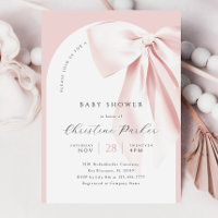 Pink Bow Arch Baby Shower Invitation