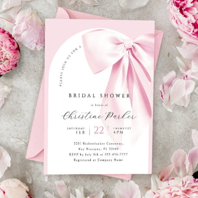 Pink Bow Arch Bridal Shower Invitation (Creator Uploaded)