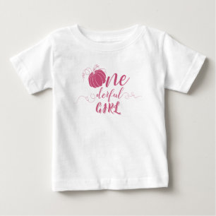 PINK BOW & ARCH FALL PUMPKIN FLOWERS BIRTHDAY BABY T-Shirt