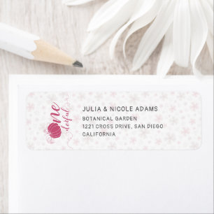 PINK BOW & ARCH FALL PUMPKIN FLOWERS BIRTHDAY RETURN ADDRESS LABEL