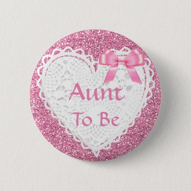 Pink Bow Aunt to be Baby Shower Button (Front)