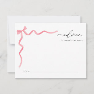 Pink Bow Baby Advice For Mummy and Daddy Card