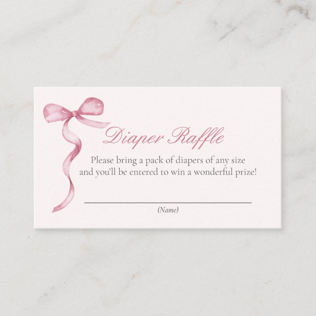 Pink Bow Baby Diaper Request Enclosure Card (Front)