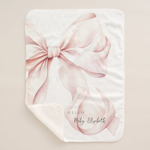 Pink Bow Baby Gift Sherpa Blanket