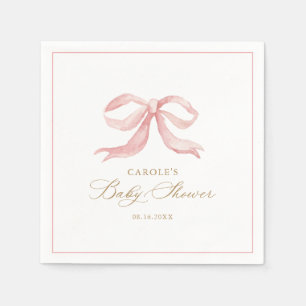 Pink Bow Baby Girl Baby Shower Napkin