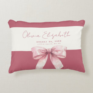 Pink Bow Baby Girl Decorative Cushion