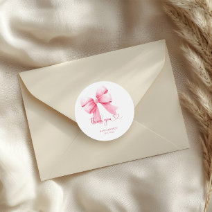 Pink Bow Baby Girl Shower  Classic Round Sticker