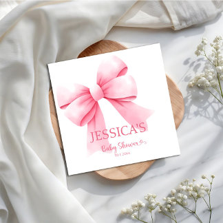 Pink Bow Baby Girl Shower  Napkin