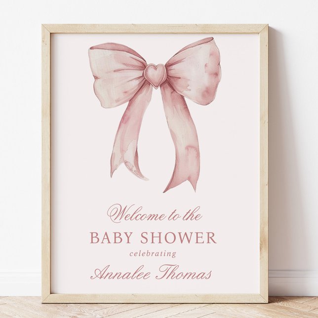 Pink Bow Baby Girl Shower Welcome Sign (Creator Uploaded)