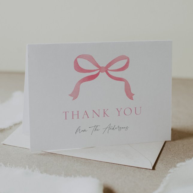Pink Bow Baby Girl Thank You Card (Creator Uploaded)