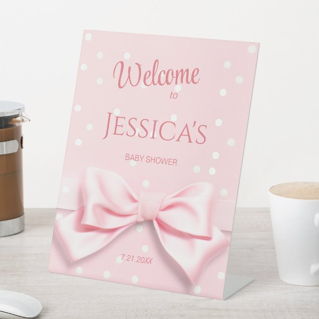 Pink Bow Baby Girl with Polka Dot Welcome Sign (Creator Uploaded)