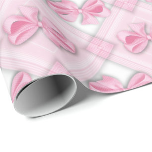 Pink bow baby girl wrapping paper